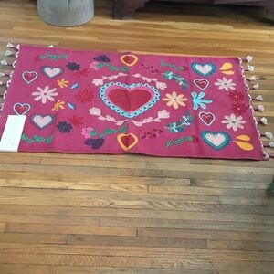 Rachel Zoe Pink and Red Heart Scatter Rug